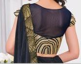 Navy Blue Lycra Ready To Wear Saree