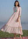 Multi Color Embroidery Work Cotton Gown