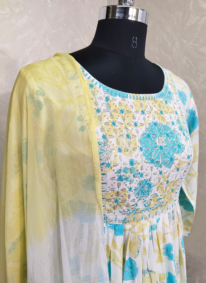 Festival Wear Multi Color Embroidery Work Pure Cotton Readymade Salwar Suit