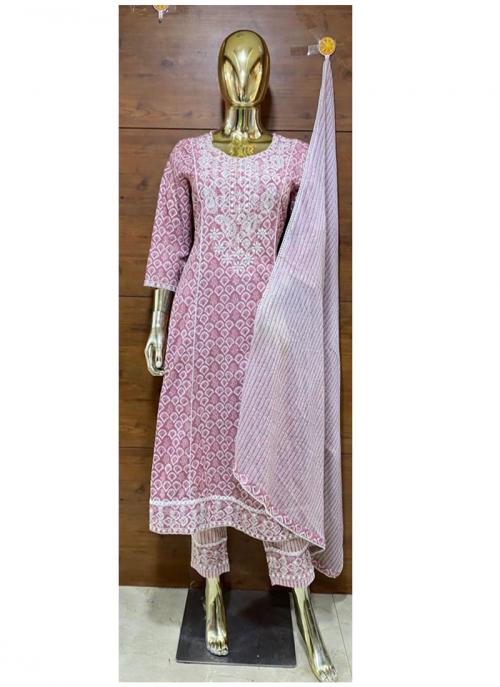 Light Pink Embroidery Work Georgette Readymade Nyra Cut Salwar Suit