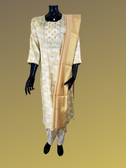 Beige Cotton Kurta Salwar