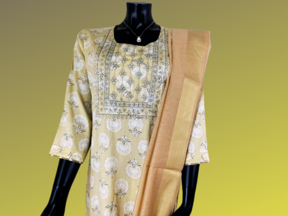 Beige Cotton Kurta Salwar