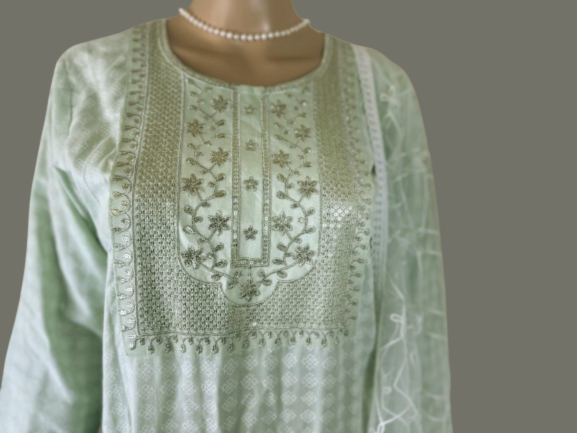 Green straight kurta