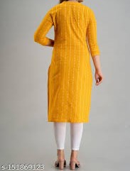 Yellow Printed Soft Crepe Kurti